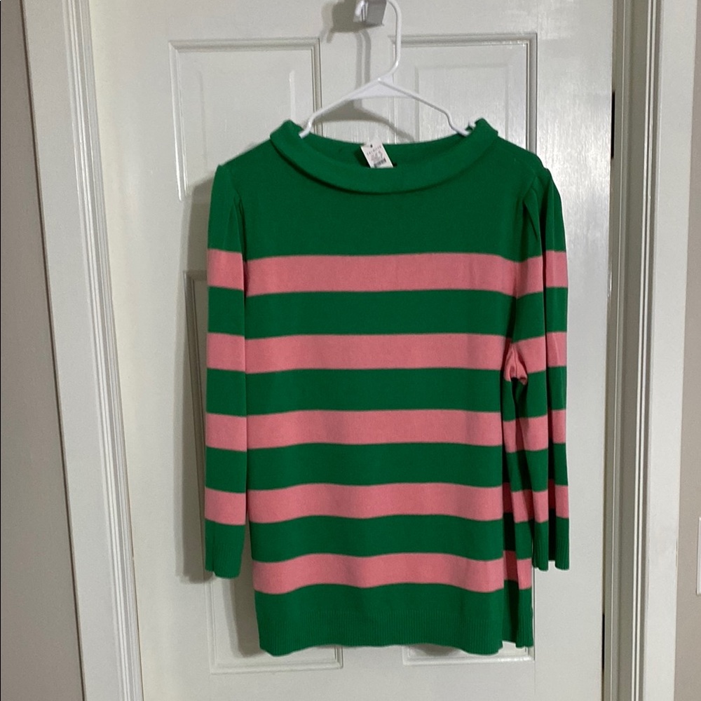Preppy Talbots Green and Pink Striped Sweater NWT XL